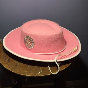 Girls pink felt cowgirl hat western 13” small Tweetsie style cap